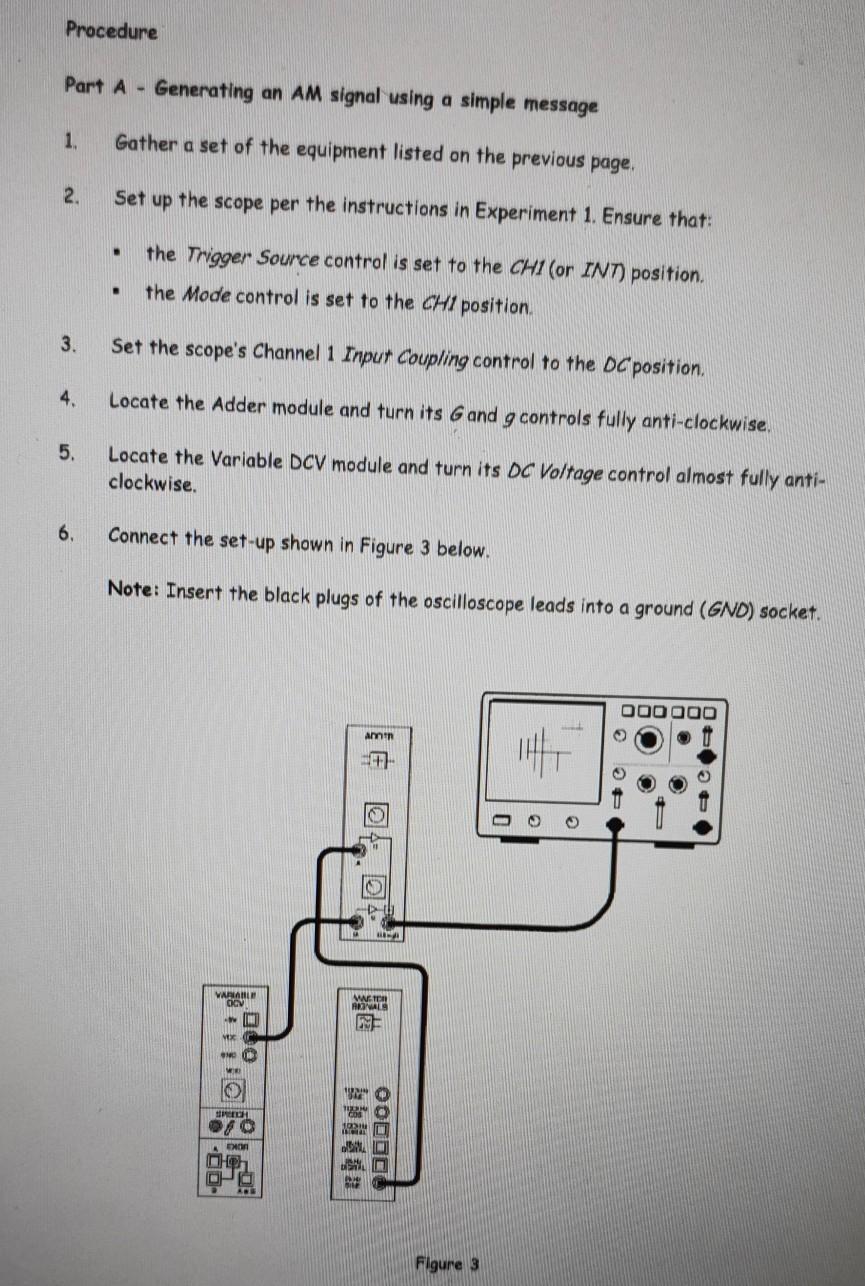 Solved Procedure Part A - Generating an AM signal using a | Chegg.com