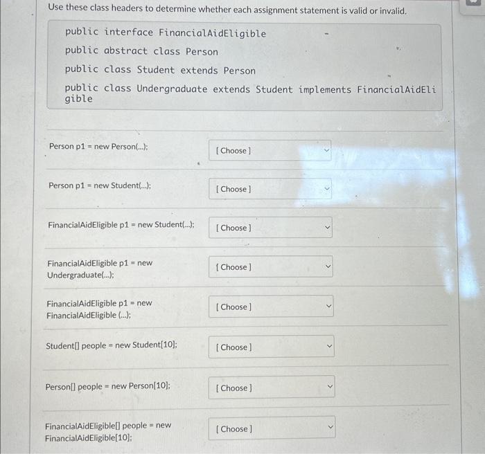 Solved public interface FinancialAidEligible public abstract | Chegg.com