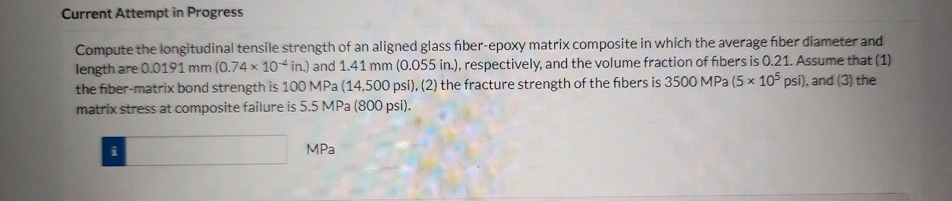 Solved Compute the longitudinal tensile strength of an | Chegg.com