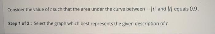 Solved Consider the value of t such that the area under the | Chegg.com