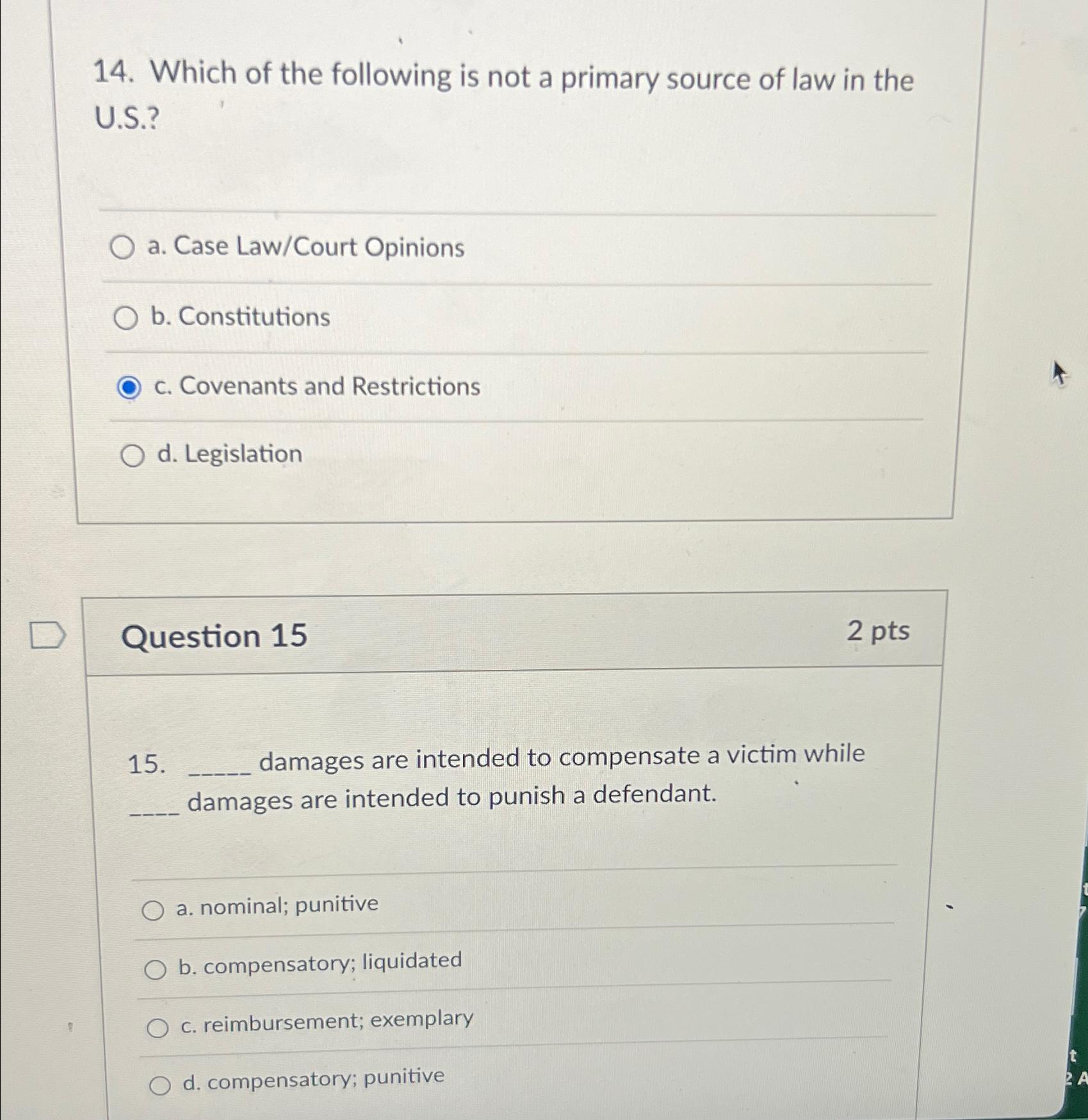 Solved Which of the following is not a primary source of law