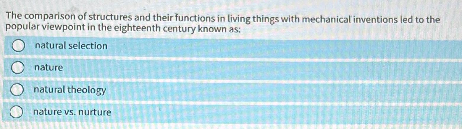Solved The comparison of structures and their functions in | Chegg.com
