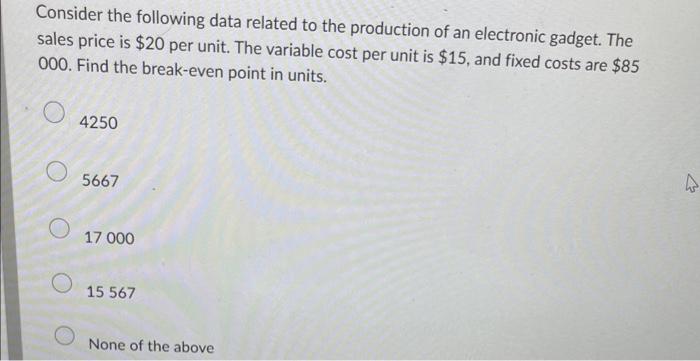 Solved Consider The Following Data Related To The Production | Chegg.com