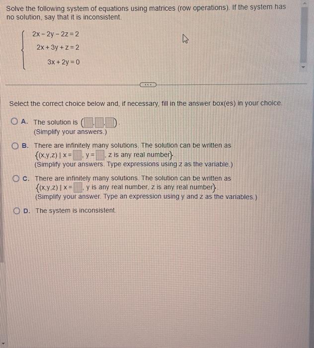 Solved Solve the following system of equations using | Chegg.com