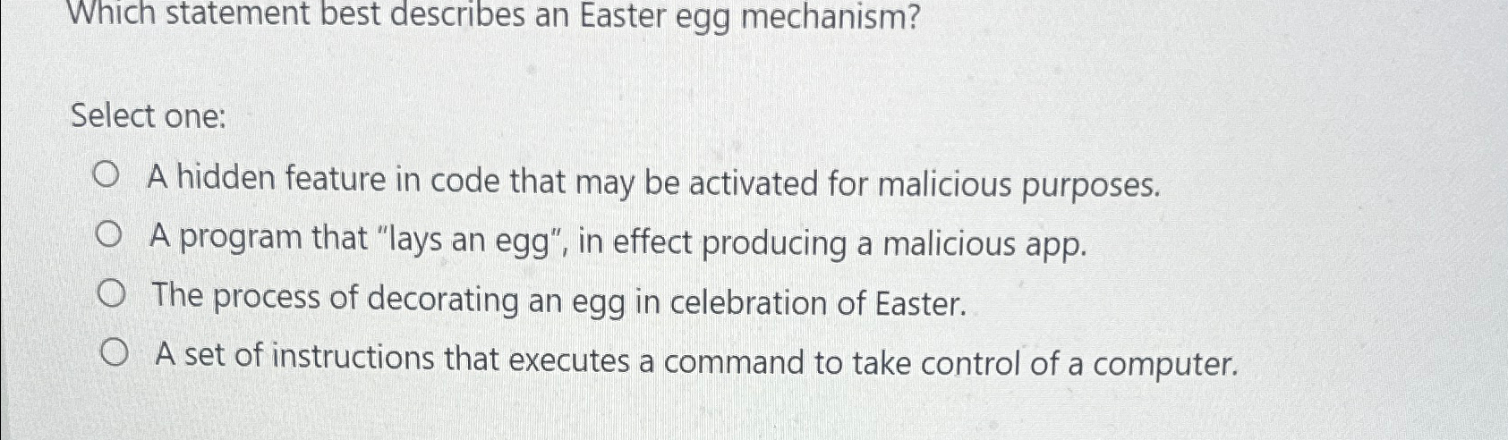 Solved Which statement best describes an Easter egg | Chegg.com