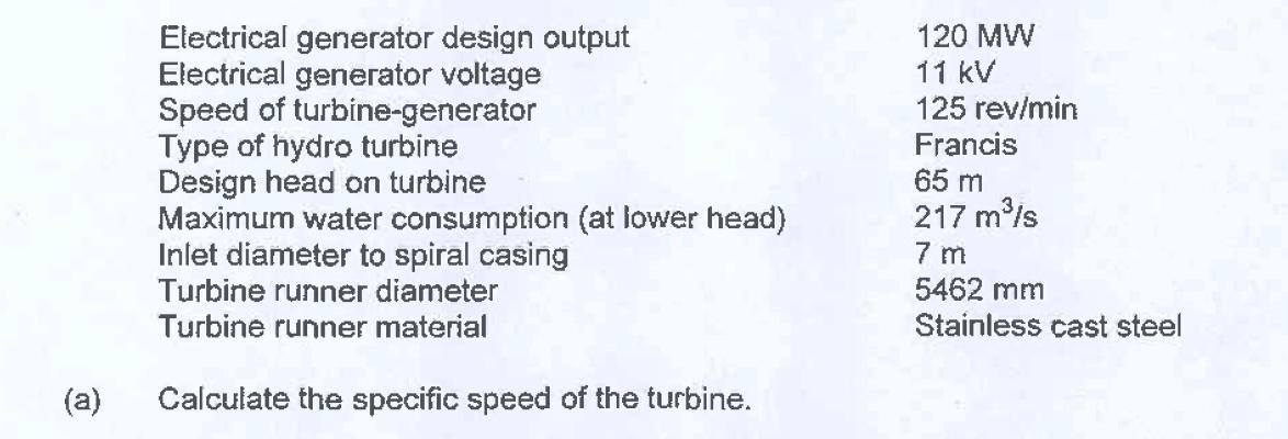 Solved \table[[Electrical generator design output,120MW | Chegg.com