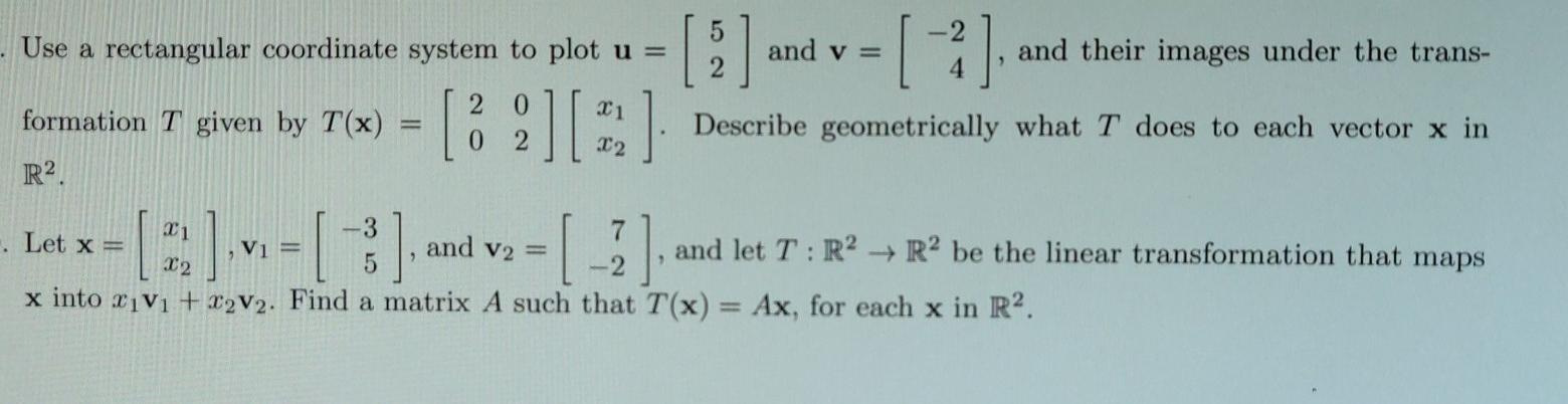 Solved 5 Use a rectangular coordinate system to plot u = and | Chegg.com