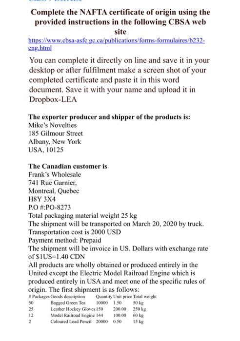 nafta certificate template