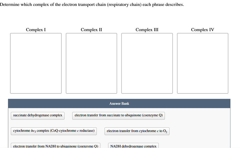 Solved Determine which complex of the electron transport | Chegg.com