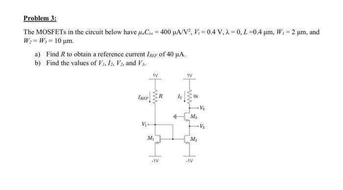 Solved Problem 3: The MOSFETs in the circuit below have Car | Chegg.com