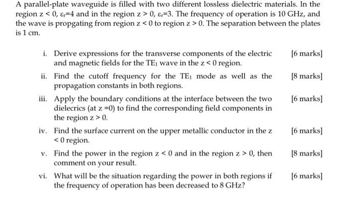 Solved A parallel-plate waveguide is filled with two | Chegg.com