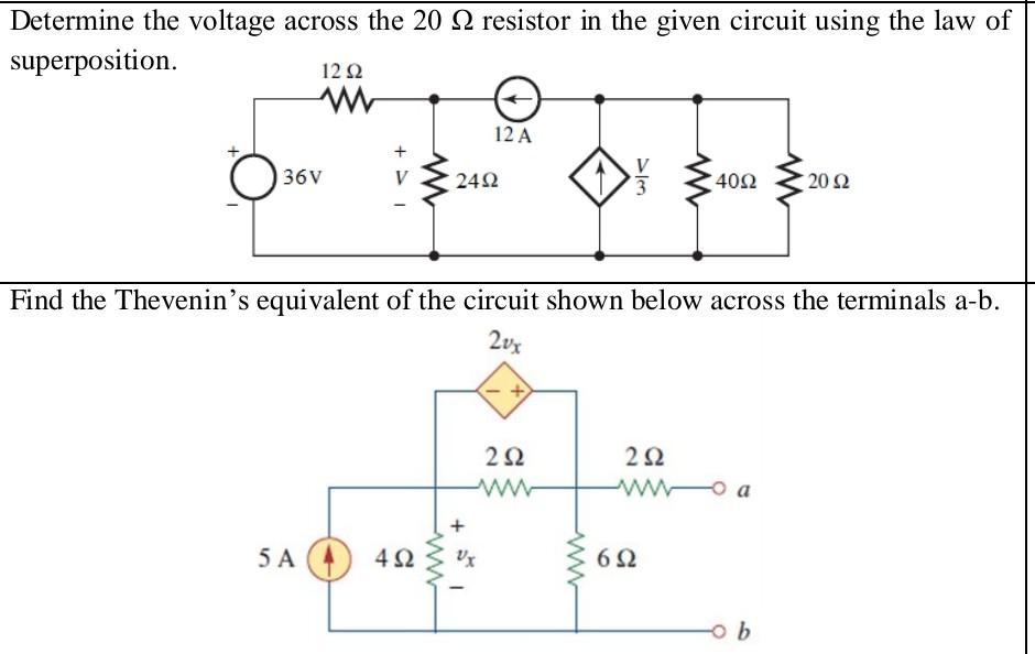 Solved Determine The Voltage Across The 20 Resistor In The | Chegg.com