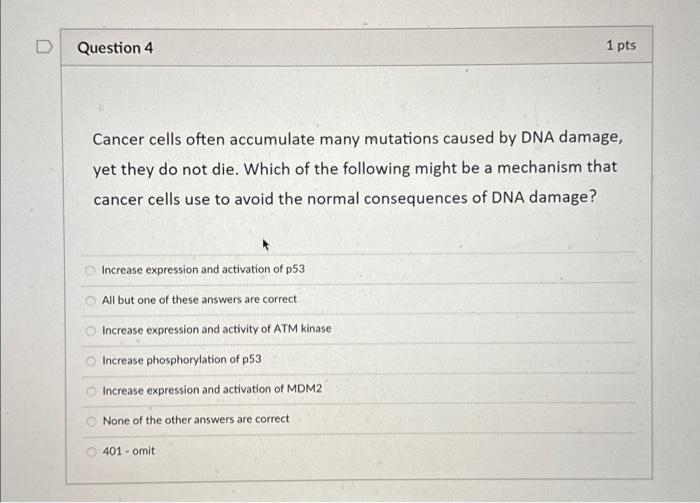 Solved Cancer cells often accumulate many mutations caused Biology Diagrams