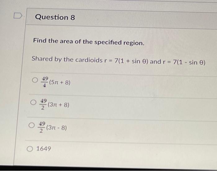 Solved Find the area of the specified region. Shared by the | Chegg.com