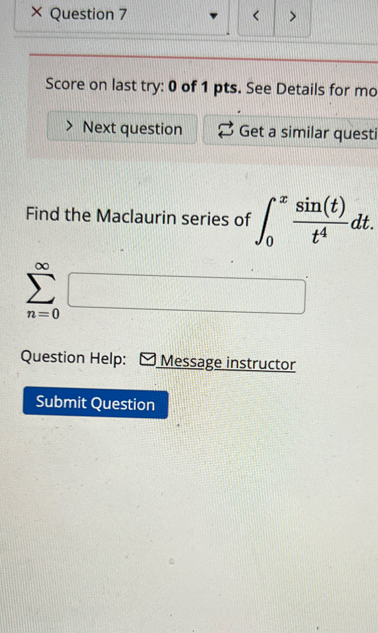 Solved Question 7Score on last try: 0 ﻿of 1 ﻿pts. ﻿See | Chegg.com