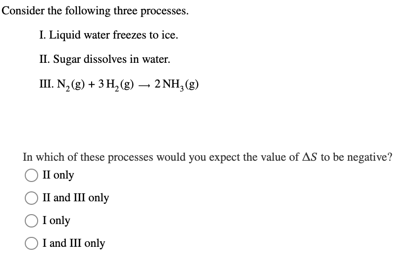 Solved Consider the following three processes.I. Liquid | Chegg.com