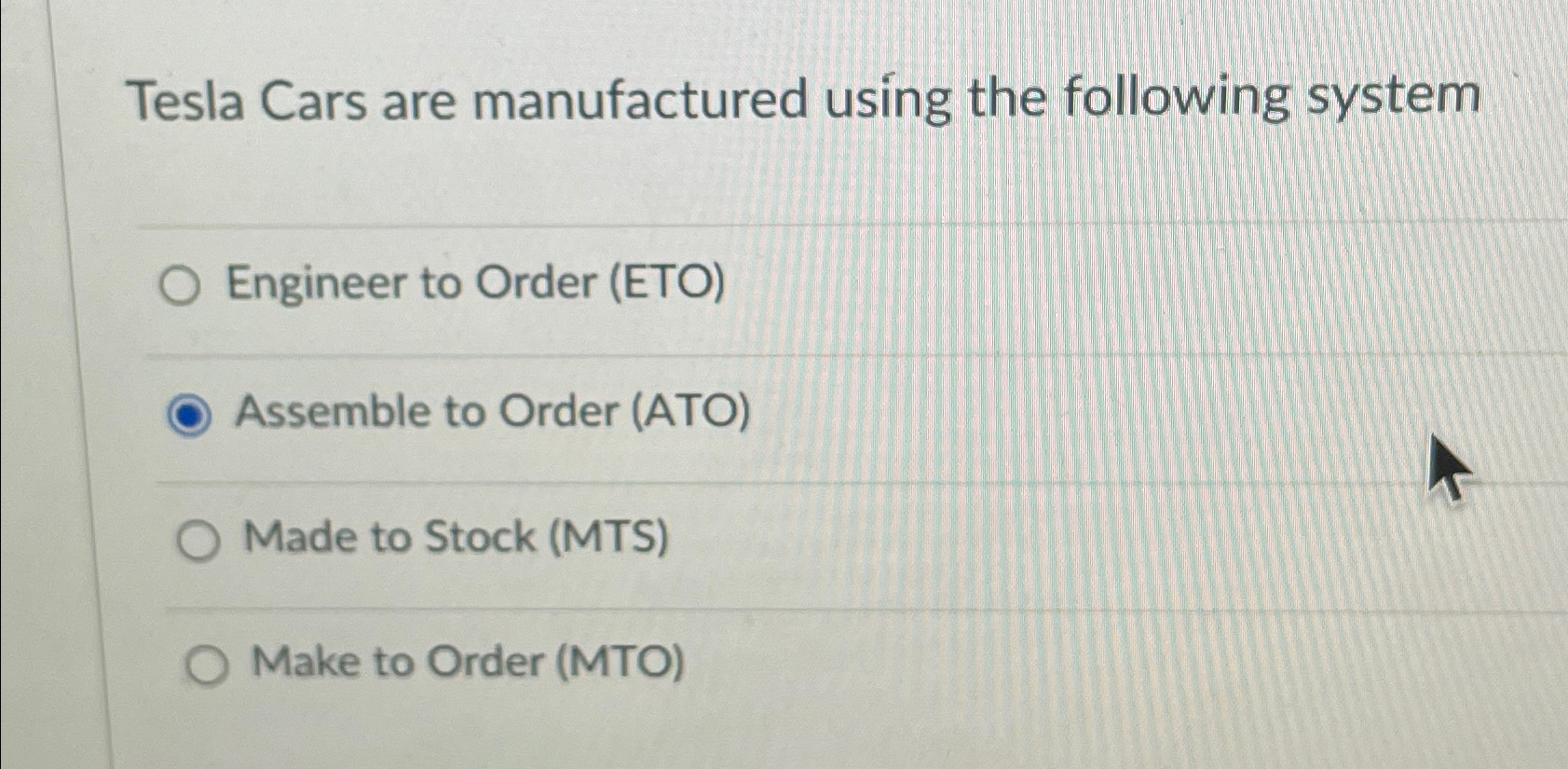Solved Tesla Cars are manufactured using the following | Chegg.com