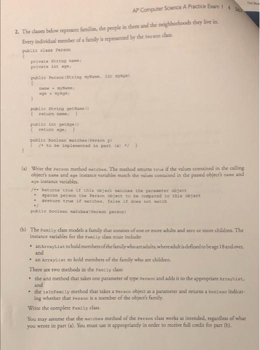 Solved AP Computer Science A Practice Exams 2. The Clases | Chegg.com