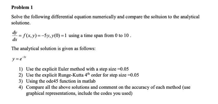 Solved Problem 1 Solve the following differential equation | Chegg.com