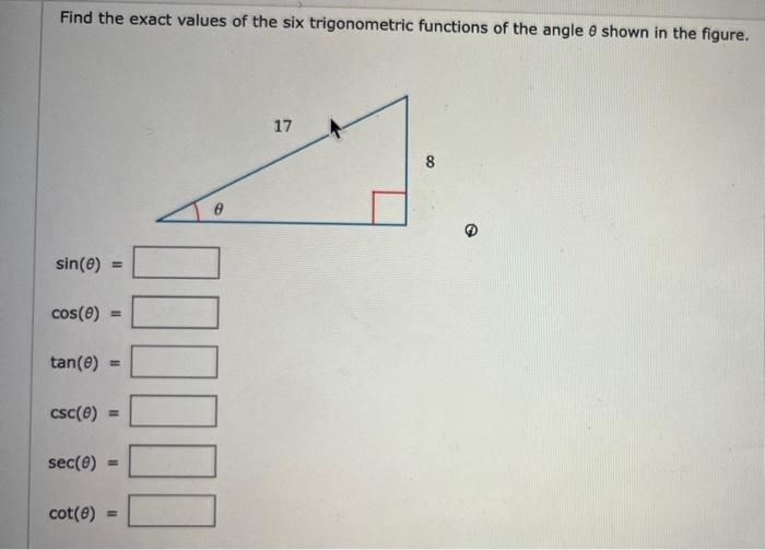 Solved Urgent Find The Exact Values Of The Six Trigonomet