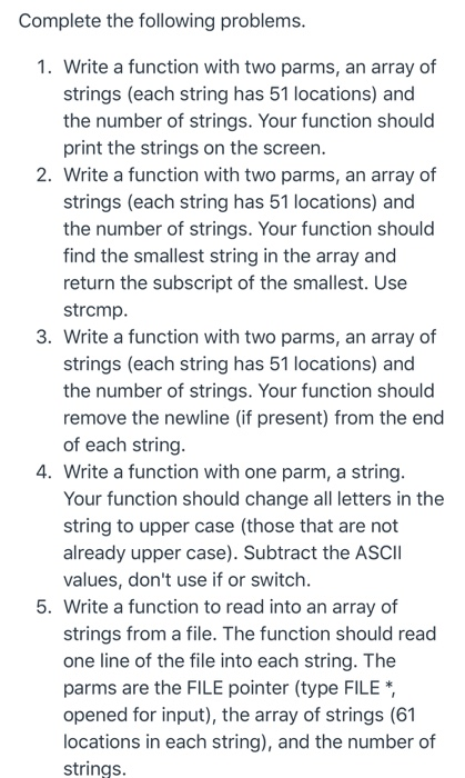 Solved Complete the following problems. 1. Write a function | Chegg.com