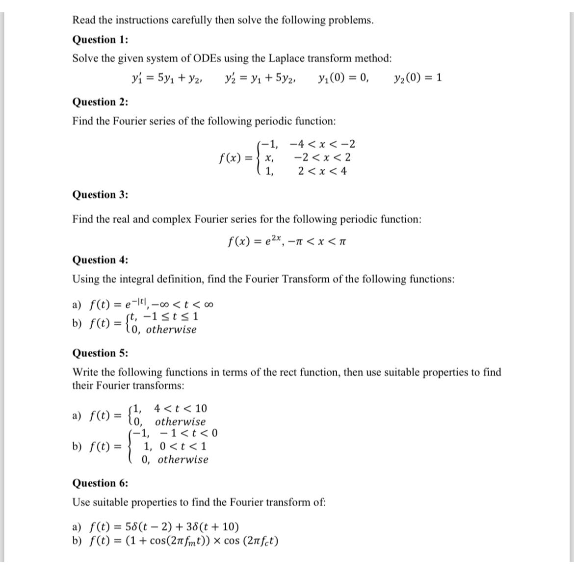 Solved Read the instructions carefully then solve the | Chegg.com