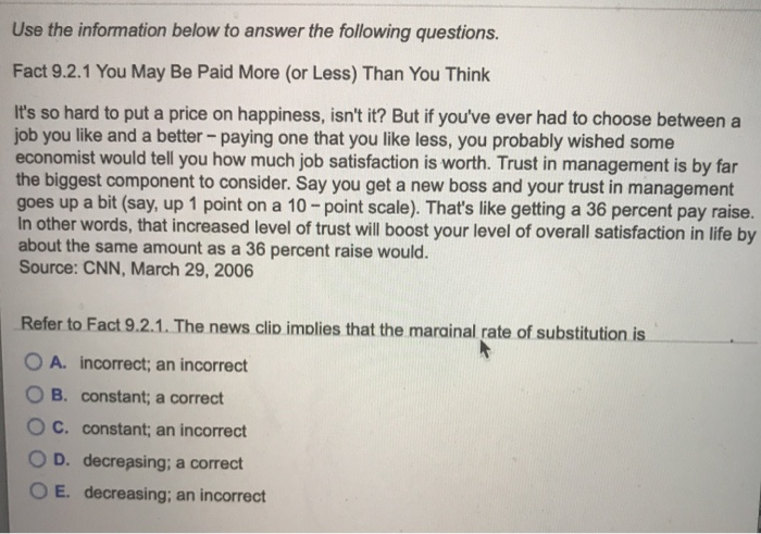 Solved Use the information below to answer the following | Chegg.com