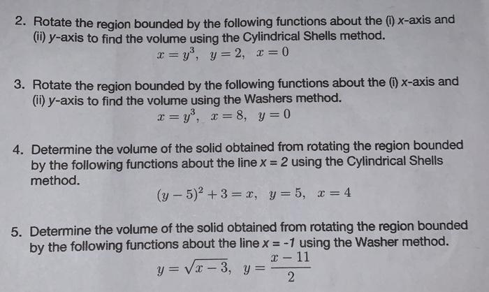 Solved Solids of Revolution using the Cylindrical shells | Chegg.com