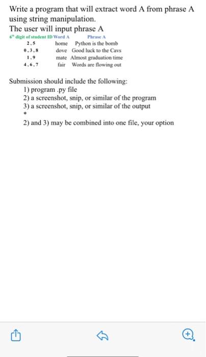 Solved Write a program that will extract word A from phrase | Chegg.com