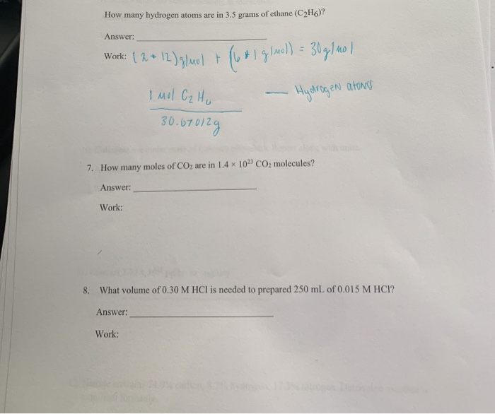 Solved How many hydrogen atoms are in 3.5 grams of ethane Chegg