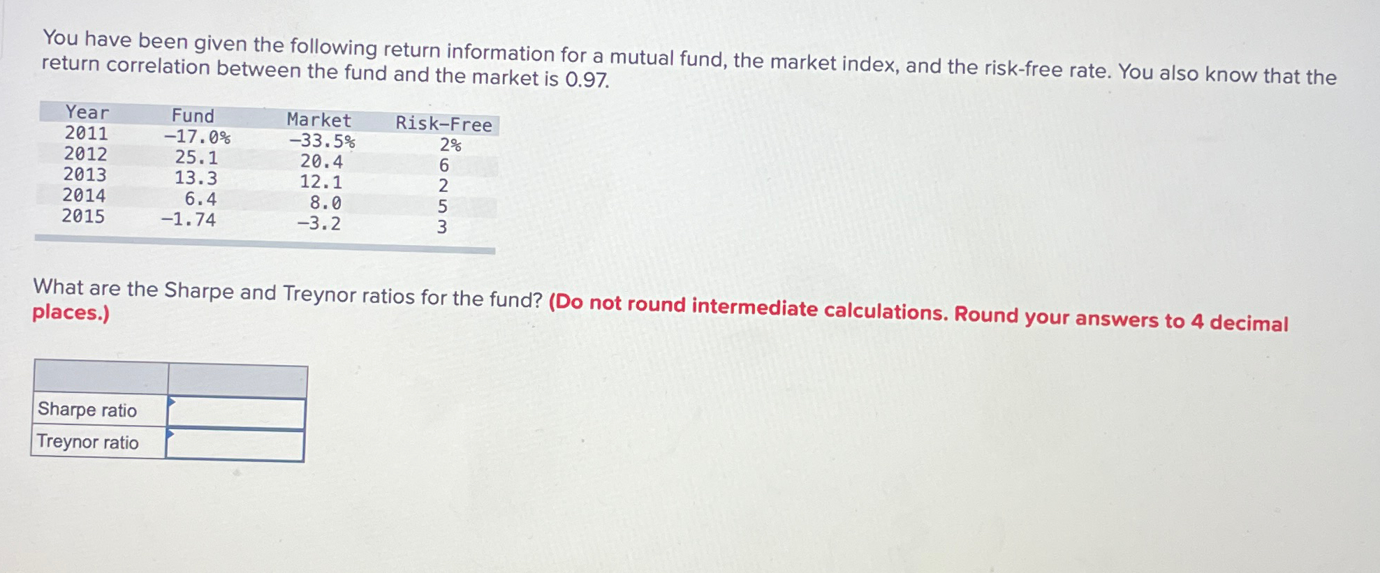 Solved You have been given the following return information | Chegg.com