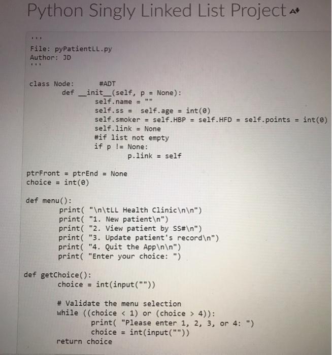 KEEP THE PYTHON CODE AS IT IS and try the python | Chegg.com