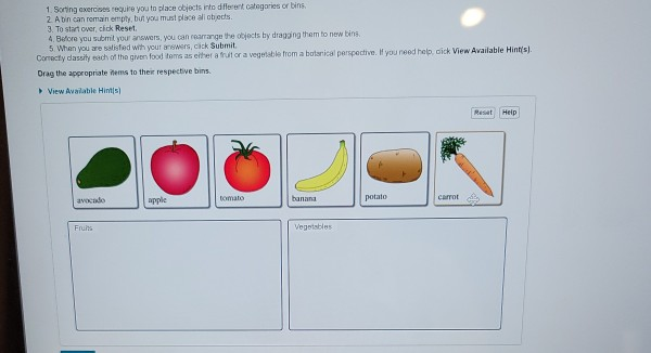 Solved 1 Sorting Exercises Require You To Place Objects Chegg