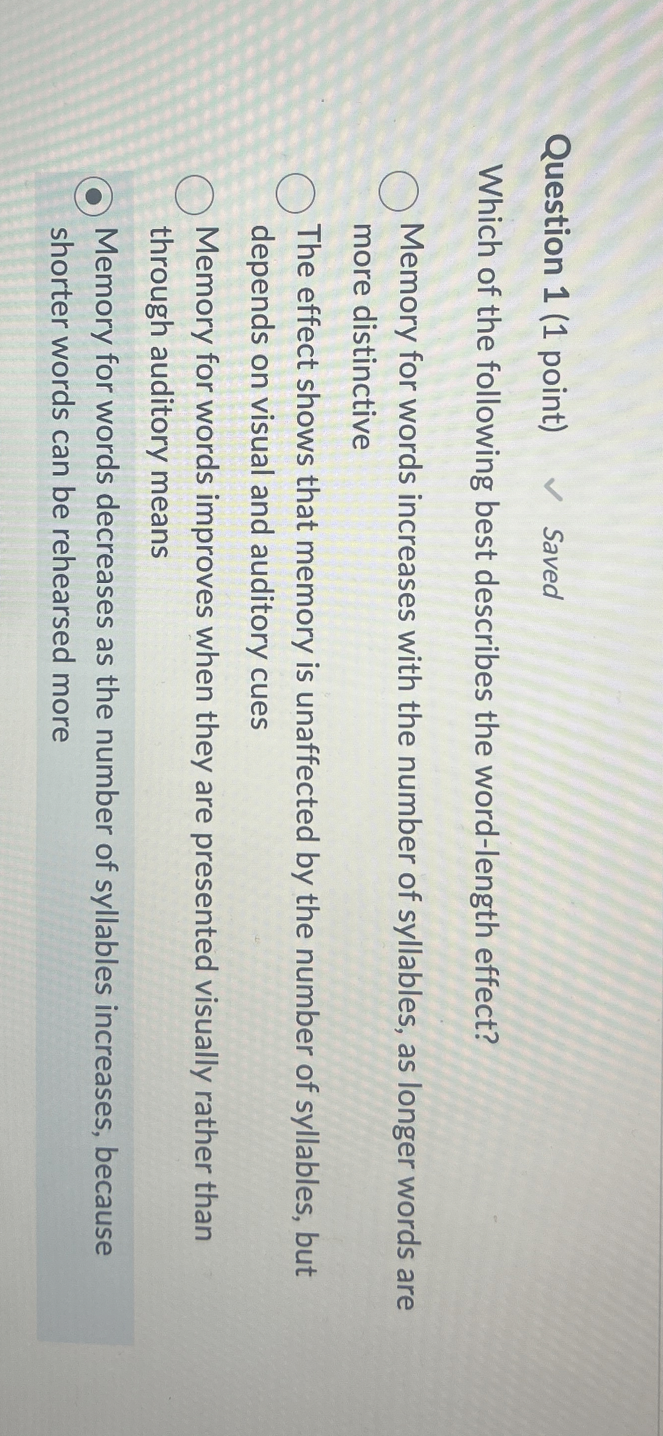 Solved Question 1 (1 ﻿point) ﻿SavedWhich of the following | Chegg.com