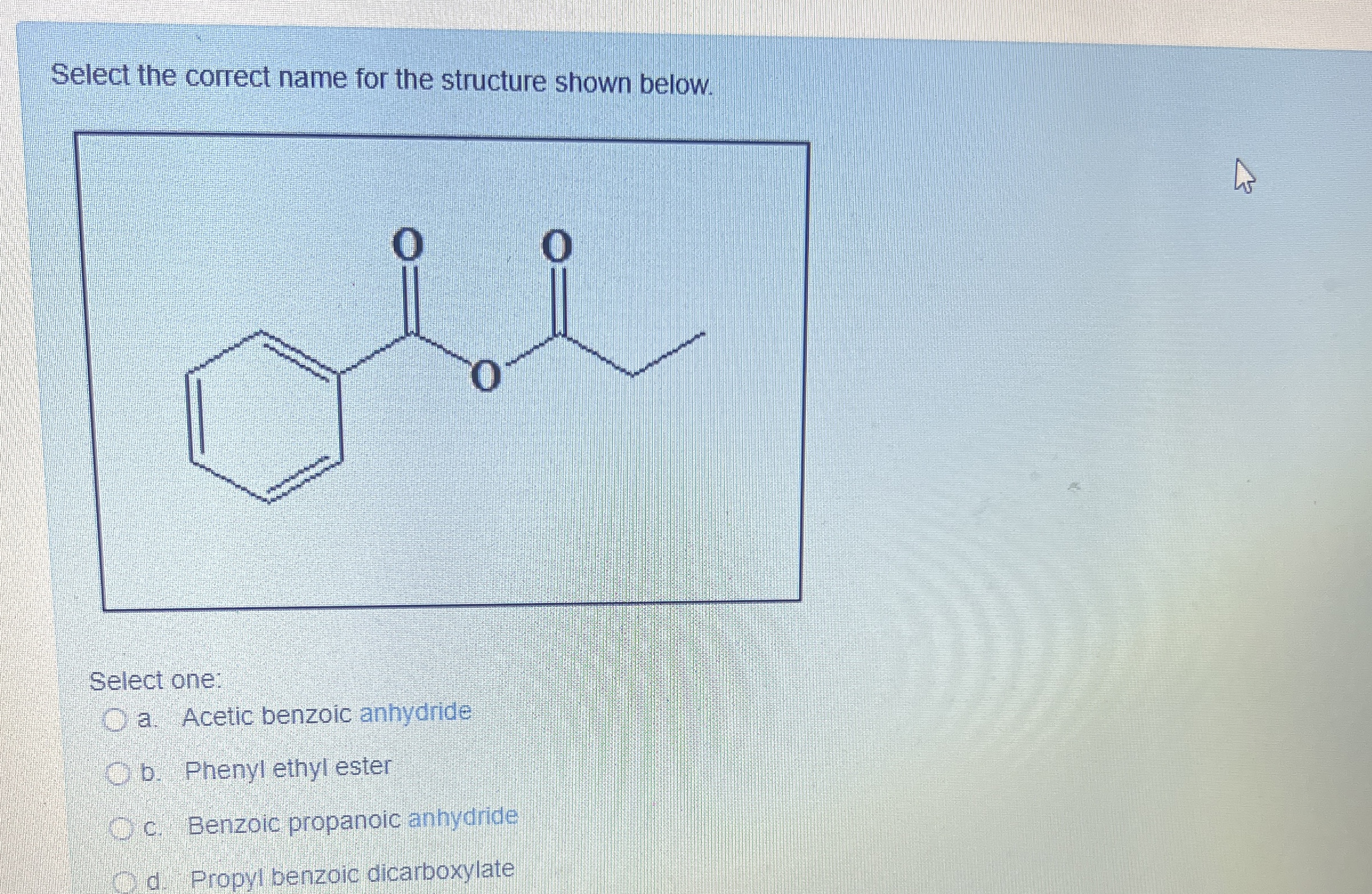 Solved Select The Correct Name For The Structure Shown Chegg Com