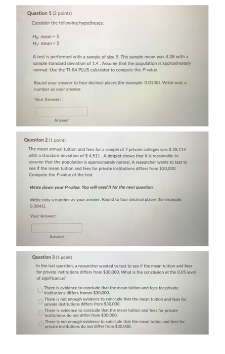 Solved Question 1 (2 points) Consider the following | Chegg.com