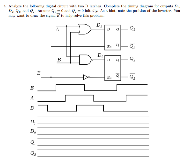 Solved Analyze the following digital circuit with two D | Chegg.com