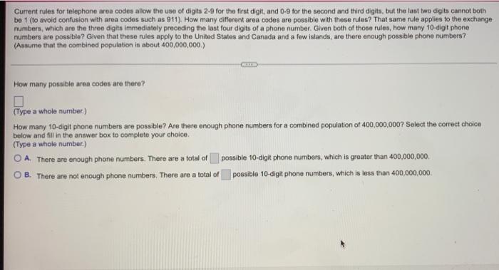 solved-current-rules-for-telephone-area-codes-allow-the