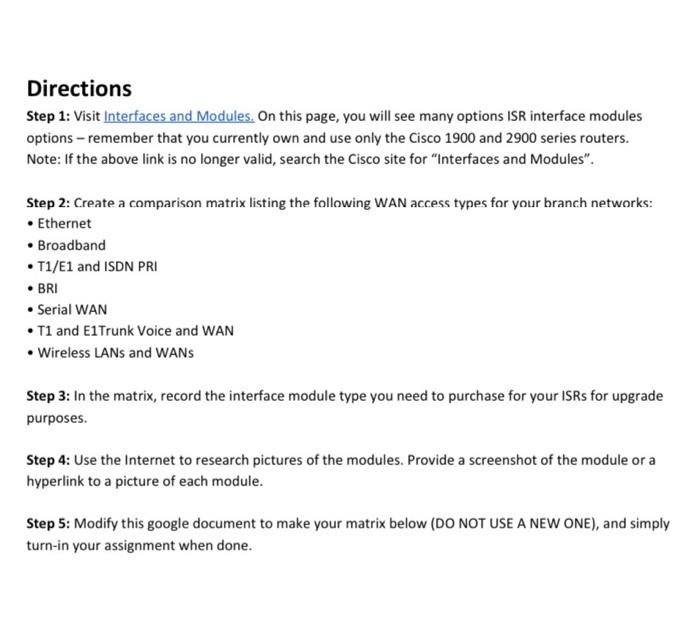 Directions Step 1 Visit Interfaces and Modules. On