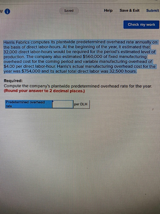Solved NG Saved Help Save & Exit Submit Check my work Harris | Chegg.com