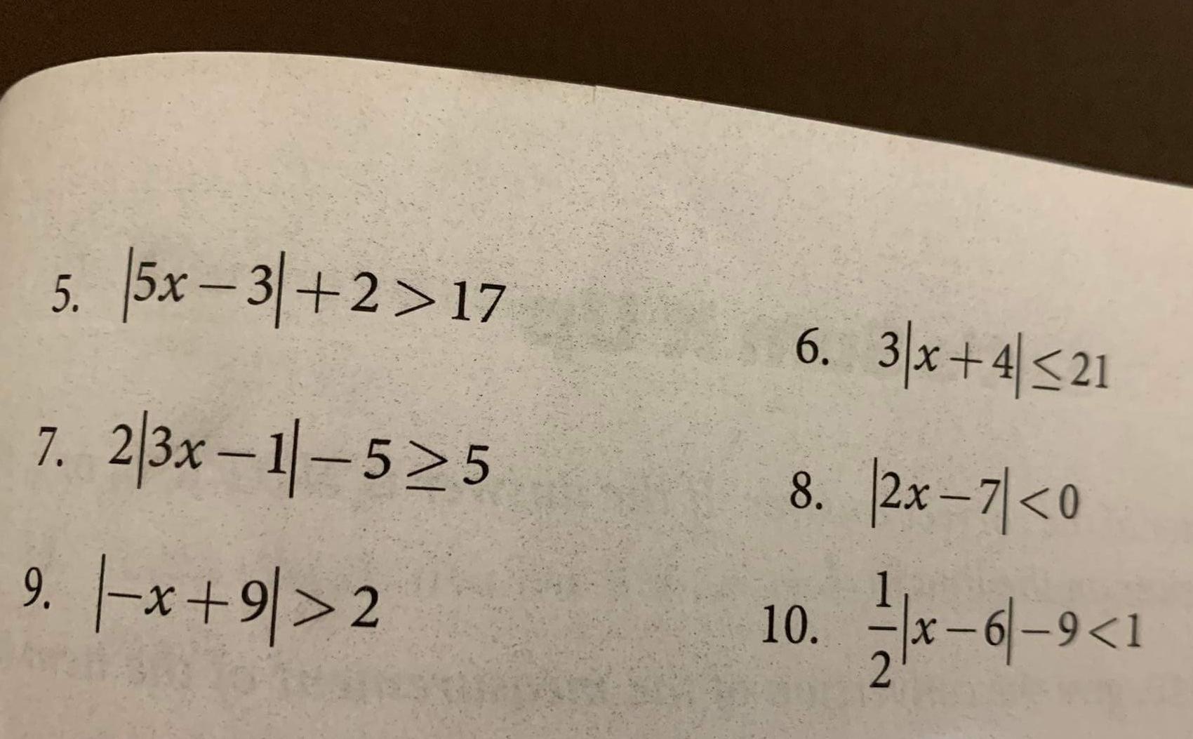 Solved B. Solve And Graph The Solution Set. 1. |5x|>20 2. | Chegg.com