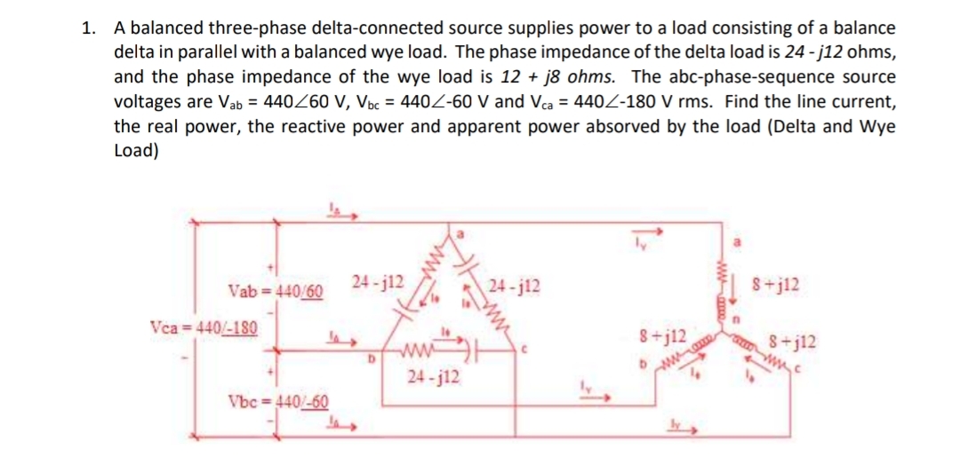 Solved A Balanced Three Phase Delta Connected Source 