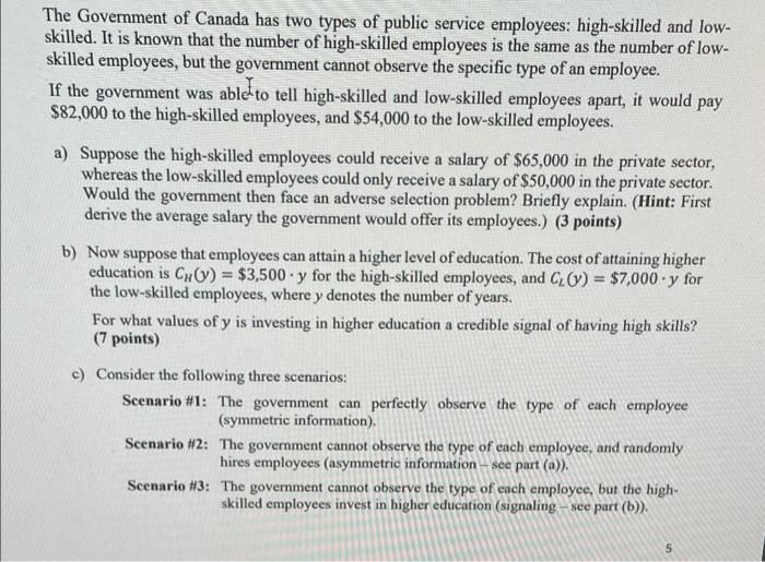 Solved The Government of Canada has two types of public