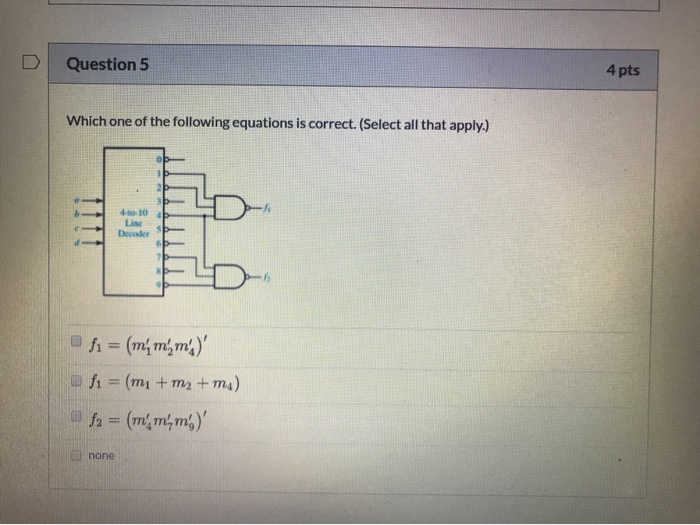 Solved Question 5 4 pts Which one of the following equations | Chegg.com
