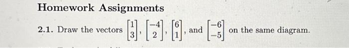 Solved Homework Assignments 2.1. Draw the vectors | Chegg.com