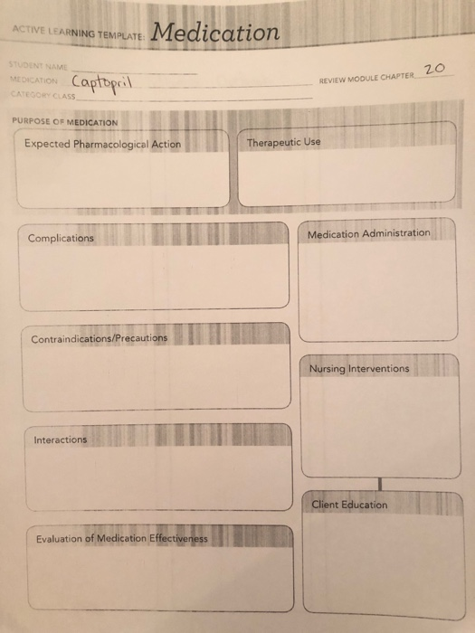 Solved ACTIVE LEARNING TEMPLATE Medication STUDENT NAME | Chegg.com