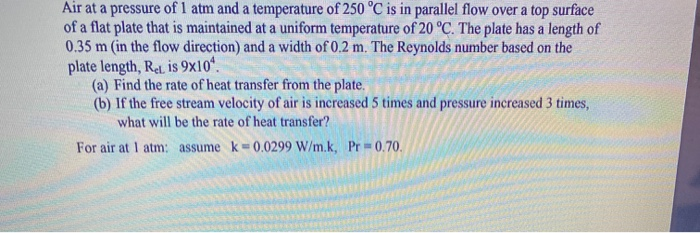 Solved Air at a pressure of 1 atm and a temperature of 250 | Chegg.com