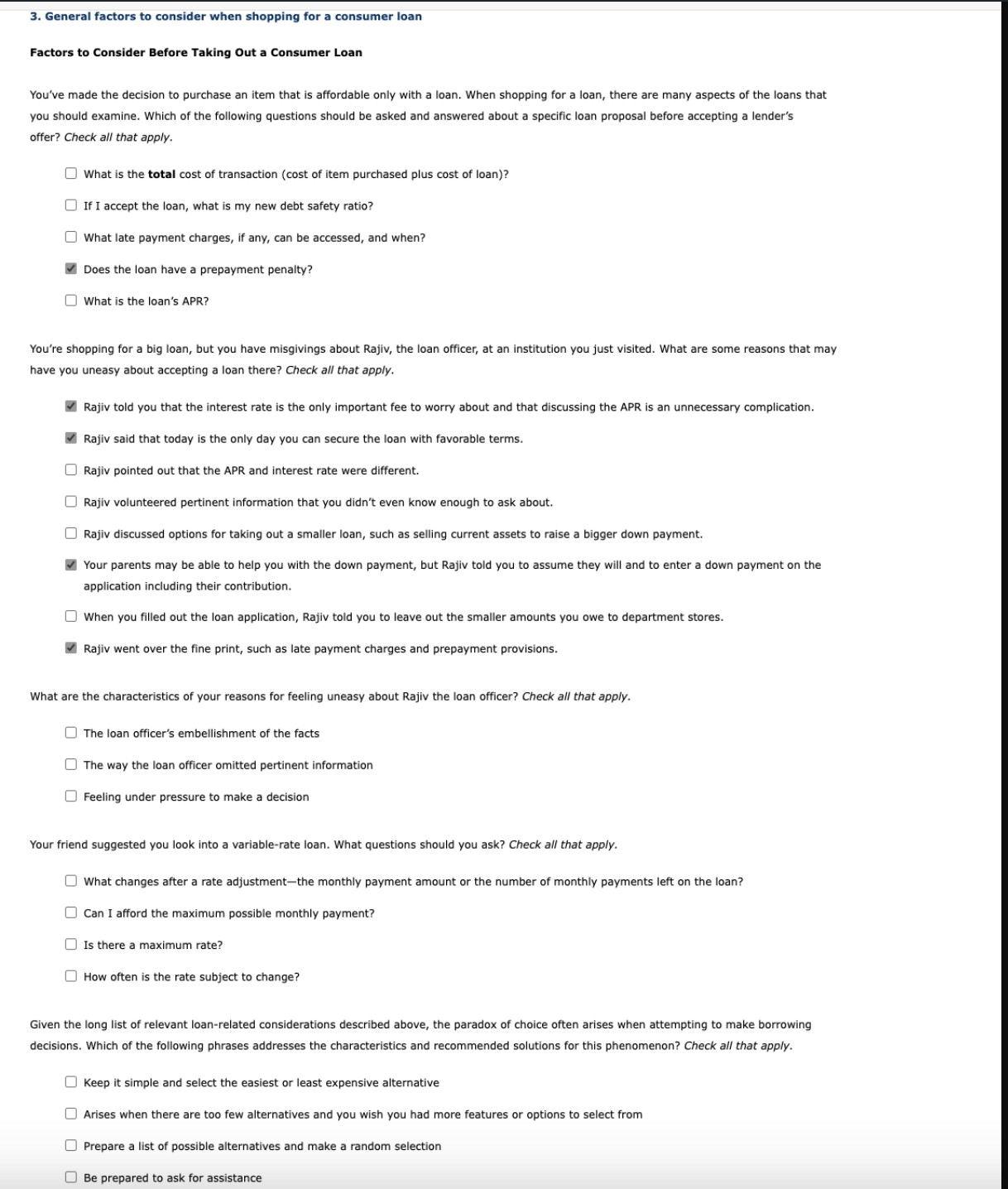 Solved General factors to consider when shopping for a | Chegg.com