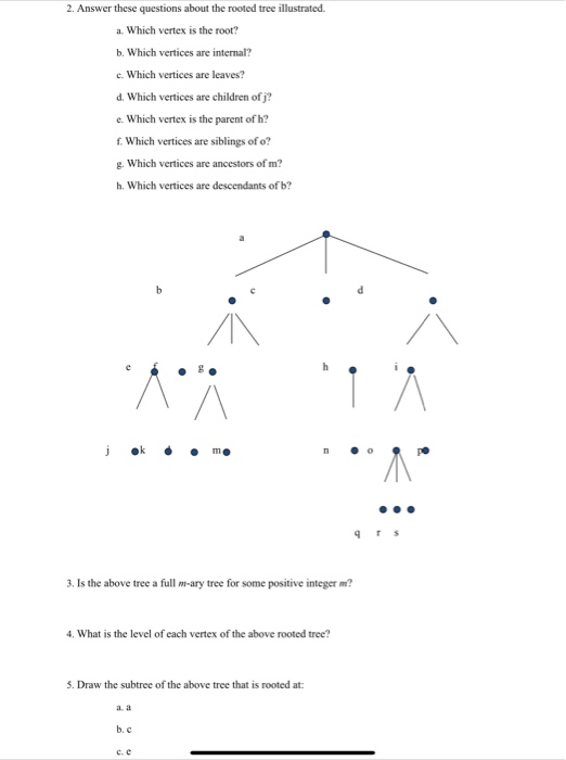 Solved 1 Graphs Trees V Di 2 Answer Questions Rooted Tree Illustrated Vertex Root B Vertices Int Q