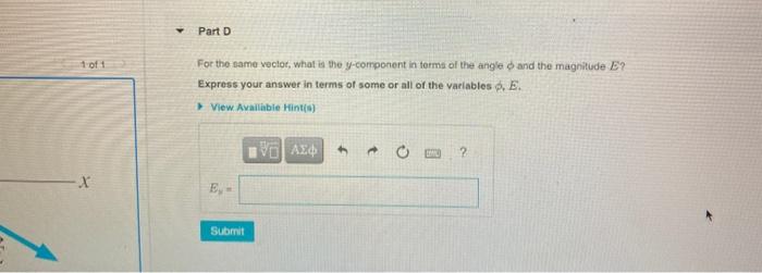 Solved Figure 1 Of 1 Y O 0 E Part A What Is The E Compone Chegg Com